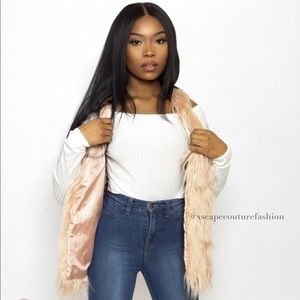 Blush pink fur vest